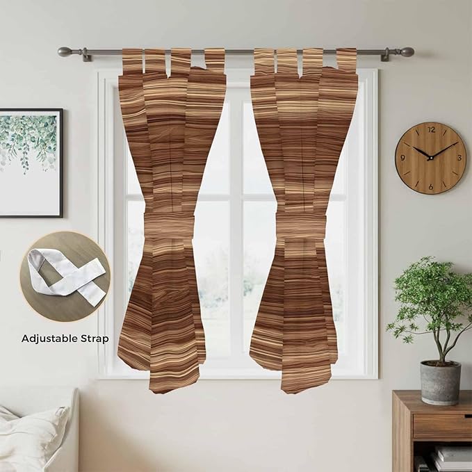Brown Western Living Room Curtains 84 Inch Length, Window Curtains Tab Top, Vintage Farmhouse Wood Barn Door Light Filtering Window Treatments Drapes 42"x84" 2 Panel