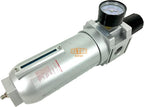 1" NPT SUPER DUTY Compressed Air In Line Filter Regulator Combo Piggyback, Metal Bowl, 5 Micron Element, Adjustable From 7 to 215 PSI (MANUAL DRAIN)