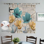 Watercolor Flowers Living Room Curtains 84 Inch Length, Window Curtains Tab Top, Vintage Tulips Floral Barn Doors Wood Grain Light Filtering Window Treatments Drapes 42"x84" 2 Panel