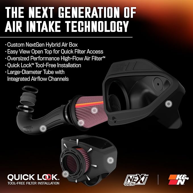 K&N NextGen Cold Air Intake System: High-Flow Cotton Filter: Compatible with 2011-2023 Dodge/Chrysler: Challenger, Charger, 300, 300C, 300S, 50-1542