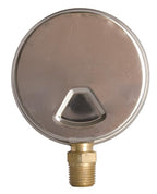 4" Oil Filled Vacuum Pressure Gauge - Stainless Steel Case, Brass, 1/2" NPT, Lower Mount Connection, 30HG/0PSI