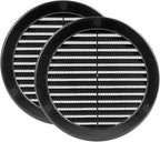 Vent Systems 6" Inch (Opening Dimensions) - Pack of 2 - Black Soffit Vent Cover - Plastic Round Air Vent Grille - Built-in Mesh Screen - HVAC Register Louver for Bathroom, Home, Kitchen