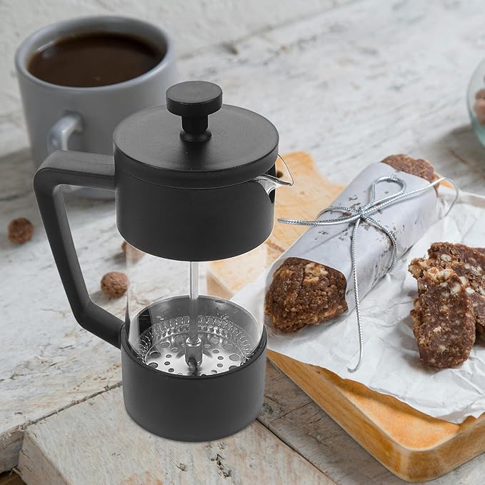 Zerodeko Portable Coffee Maker 350ml Borosilicate Glass Espresso Press with Filter for Cold Brew and Camping Use