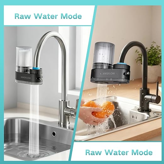 Faucet Filter with 2 Filter cartridges for efficient Water Purification, Effectively Removing Harsh Chlorine Odor and impurities. Compatible with 15/16-inch, 13/15-inch, and 3/4-inch Kitchen faucets.