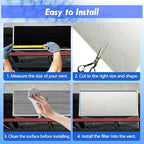 Air Vent Filter Kit - 20" x 100" Cut to Fit Air Filter Materials MERV 8 Electrostatic Media Roll for Home Floor, Ceiling, AC, HVAC, RVC Furnace Vents, With 48PCs Adhesive Hook Tape