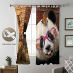 Farm Panda Living Room Curtains 96 Inch Length, Window Curtains Tab Top, Farmhouse Barn Funny Animals Butterfly Light Filtering Window Treatments Drapes 52"x96" 2 Panel
