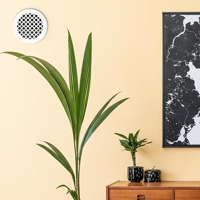 SABA Home Decor Air Vent Cover Grille - Acrylic Plexiglass 10" Round Duct Opening (12" Round Overall) White Finish Registers for Walls and Ceilings NOT for Floor USE, Venetian (1, 10" Round Screws)