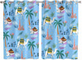 2 Panel Kitchen Cafe Curtains, Desert Landscape Sunlight Filtering Nature Air Through, Window Decor Tier Curtains for Living Room 104W x 63L inch Cute Camels Palm Trees Houses Leaves Blue