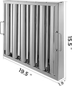 VBENLEM Pack of 6 Hood Filters 19.5W x 15.5H Inch, 430 Stainless Steel 5 Grooves Commercial Hood Filters, Range Hood Filter for Grease Rated Commercial Kitchen Exhaust Hoods