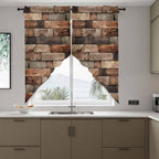Western Barn Door Swag Valances for Windows, Vintage Farmhouses Wooden Door Brown Rod Pocket Kitchen Curtains Valance, Small Window Curtains Swag for Cafe Bathroom Living Room, 2 Panels, 28x36 inch