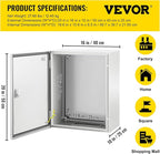 VEVOR NEMA Steel Enclosure, 20 x 16 x 10'' NEMA 4X Steel Electrical Box, IP66 Waterproof & Dustproof, Outdoor/Indoor Electrical Junction Box, with Mounting Plate