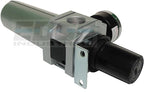 HEAVY DUTY COMPRESSED AIR FILTER REGULATOR COMBO PIGGYBACK, METAL BOWL, VISIBLE SIGHT GLASS, 5 MICRON ELEMENT (3/4" AUTO DRAIN)