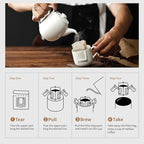 Hanging Ear Drip Coffee Bag Holder with 50-100Pcs Portable Coffee Filter Paper Bag, Coffee Drip Bag Chair Stand, Portable Coffee Filter Paper Bag, for Easy Pour Over (Stand + 100 Bags)