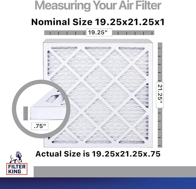 Filter King 19.25x21.25x1 Air Filter | 4-PACK | Carbon MERV 8 HVAC Pleated A/C Furnace Filters | MADE IN USA | Actual Size: 19.25 x 21.25 x .75"