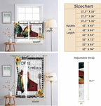 Farmhouse Rooster Bedroom Curtains 63 Inch Length, Window Curtains Tab Top, Rustic Red Barn Windmill Sunflowers Light Filtering Window Treatments Drapes 42"x63" 2 Panel