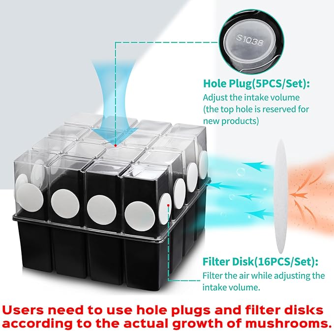 5 Set Monotub with Filter Disks 43.5 Quart Mushroom Grow Kit Vegetable Planting Tray Mini Greenhouse Germination Box for Seeds Growing Starting