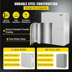VEVOR NEMA Steel Enclosure, 20 x 16 x 10'' NEMA 4X Steel Electrical Box, IP66 Waterproof & Dustproof, Outdoor/Indoor Electrical Junction Box, with Mounting Plate