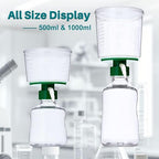 500ml Vacuum Filtration System, Disposable Sterile Vacuum Filter Units with CA Membrane, 0.22μm Pore Size, 90mm Diameter for Laboratory, Chemistry, Graduated, Individually Wrapped, Pack of 1