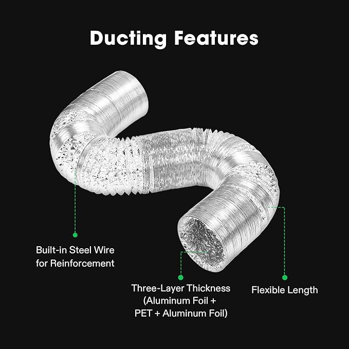 VIVOSUN Smart Air Filtration S6 Kit 6", AeroZesh S6 Inline Duct Fan with E12 Speed Controller, Carbon Filter & 8' Ducting, Cooling & Ventilation System for Grow Tents, Indoor Gardening, Hydroponics