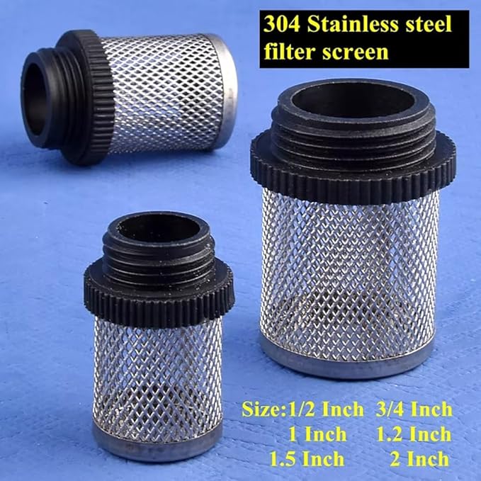 Durable 304 Stainless Steel Water Filter Screen - 1/2" to 2" External Thread for Aquariums, Ponds, Hydroponics(10Pcsx1.5In)