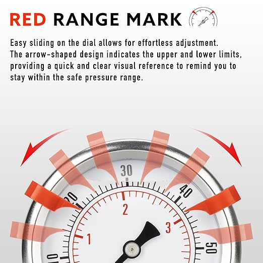 0 to 15 Psi Pressure Gauge, Glycerin Liquid Filled, 2.5 inch Dial, 1/4" NPT Lower Mount, Stainless Steel Case, for ATV Tire, HVAC Pipe, Well Tank, Fuel, Coolant, Nitrogen, Low Pressure Test