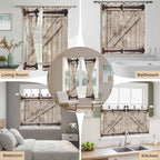 Farmhouse Wood Grain Living Room Curtains 96 Inch Length, Window Curtains Tab Top, Vintage Country Barn Gate Brown Light Filtering Window Treatments Drapes 52"x96" 2 Panel