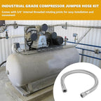 20 Inch 1/2 Inch Industrial Grade Compressor Jumper hose Kit,Air Hose for Compressed Air Piping System With Two 1/2" NPT Male parts (450 PSI &750°F),Flexible Stainless Steel Metal Hose ﻿