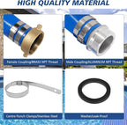 1" x 50 ft Backwash Hose for Swimming Pools, Heavy Duty PVC Lay Flat Water Discharge Hose,Durable Pool Drain Hose with Aluminum Pin Lug Fittings for Pump And Filters
