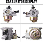 Predator Carburetor Air Filter Adapter Jet Kit for Predator 301cc 420cc 13hp 15hp GX340 GX390 389cc Mini Bike Parts Go Kart Golf Cart Mud Boats Lawnmower Pressure Washer(Black)