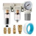 Air Pressure Regulator 1/4 NPT,Air Compressor Water Separator(0-150PSI),Air Compressor Dryer Auto Drain+Manual Drain-Double Air Filters