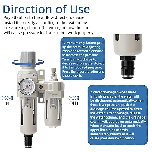 1/2" Auto-Drain FRL Assembly - Professional Grade Compressed Air Conditioner with Cyclonic Separation | 0-150 PSI Operating Range | CNC-Machined Body