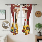 Sheep Sunflower Living Room Curtains 84 Inch Length, Window Curtains Tab Top, Country Red Farm Barn Spring Flowers Light Filtering Window Treatments Drapes 42"x84" 2 Panel