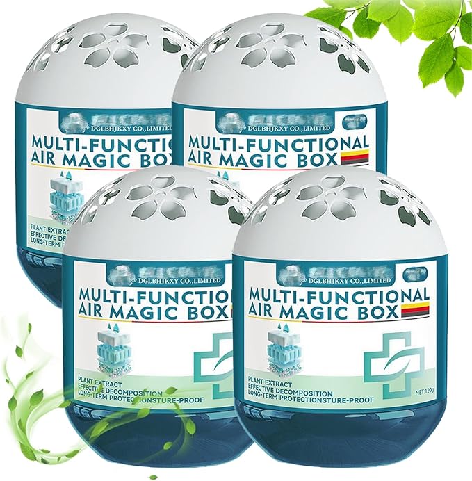 Air Magic Box, Indoor Air Purification Dust Removal Magic Box, Requires No Electricity, Silent Automatic Vacuuming, Long Lasting Fresh Air Gel 4.23 Oz for Any Corner (4PCS)
