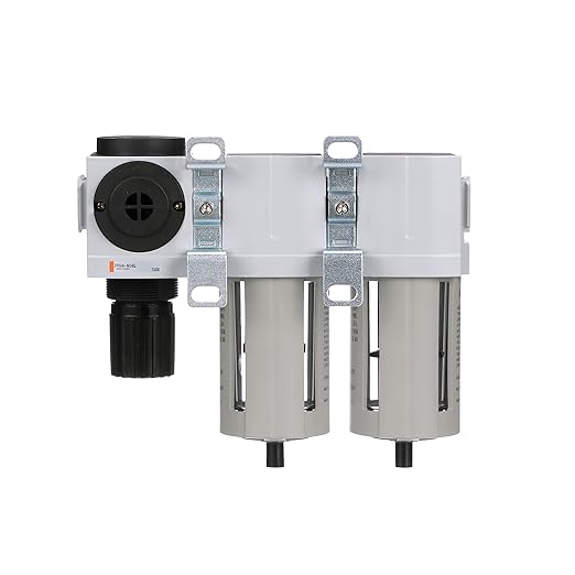 PneumaticPlus PPC4C-N06G StageAir Drying System- Air Particulate 5 Micron Filter, 0.3 Micron Coalescing Filter & Air Pressure Regulator Combo 3/4" NPT,Poly Bowl-Guard, Manual Drain,Embedded Gauge