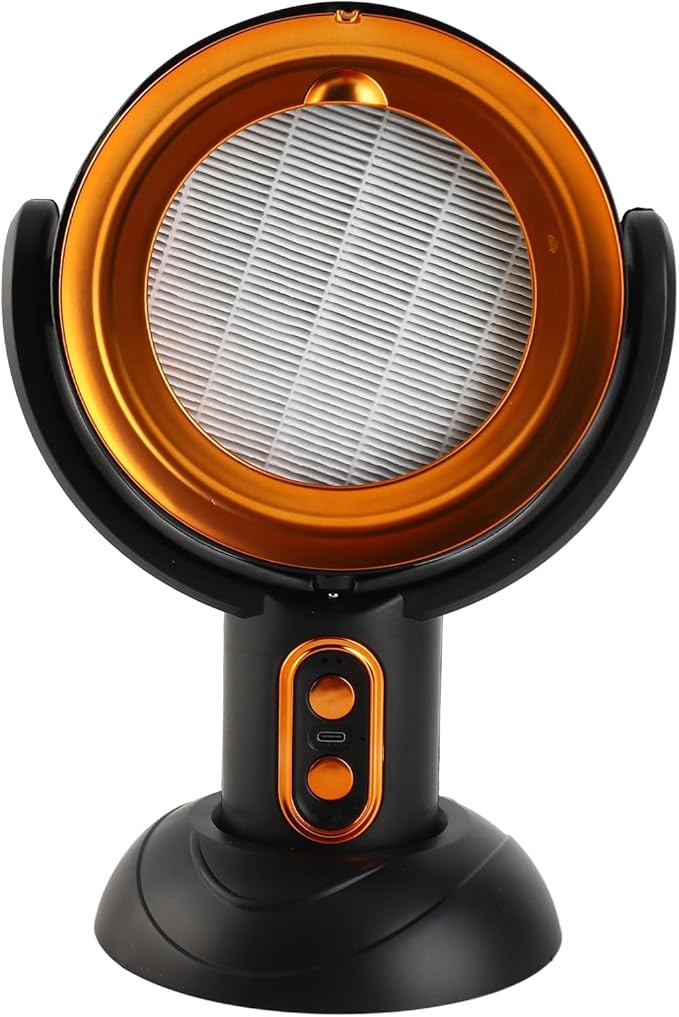 Rengue Desktop Range Hood, Portable Kitchen Exhaust Fan with Removable Filter and 2 Speed Gears, for Apartment Dormitory RV Camping Indoor Barbecue (Black Gold)