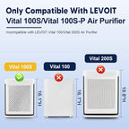 Vital 100S Replacement Filter for LEVOIT Vital 100S and Vital 100S-P Air Purifier, HEPA and High-Efficiency Activated Carbon Filter, Vital 100S-RF, 2 Pack, White