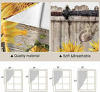 Farmhouse Sunflowers Swag Valances for Windows, Rustic Barn Doors Flowers Butterfly Wooden Rod Pocket Kitchen Curtains Valance, Kitchen Window Curtains Swag for Cafe Living Room, 2 Panels, 36x63 inch