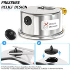 MEANLIN MEASURE 0~160Psi Dry Pressure Gauge Stainless Steel 1/4" NPT 2" FACE DIAL Waterproof for Air Compressor RV Regulator Water Pressure Tester Lower Mount, with 1/2" NPT and 3/8" NPT Hex Bushing