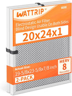2-Pack 20x24x1 MERV 8 Reusable & Washable Electrostatic Air Filters - Long-Lasting Filter for HVAC, Furnace & Air Conditioner Units, Actual Size: 19-5/8” x 23-5/8” x 7/8”