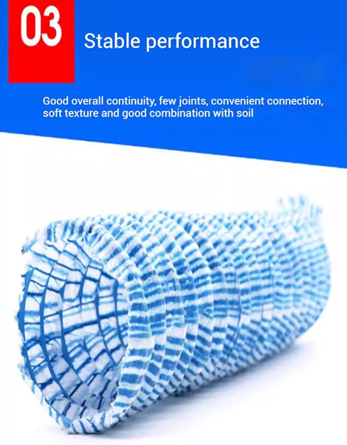 French Drain Pipe for Garden Lawn & Landscape, 8cm (3in) Perforated Fabric Drainage Pipe for Yard, Sidewalk, Construction Site - 25m (82ft) Soft Infiltration Solution