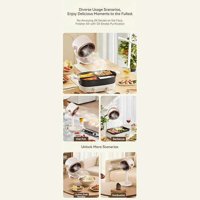 Portable Range Hood, Desktop Range Hood with 3 Speed Exhaust Fan,Low Noise Large Oil Collection Cup,Detachable Aluminum Filter, Portable Kitchen Exhaust Fan for Indoor BBQ, Hot Pot.