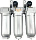 3/4" NPT SUPER DUTY Industrial Grade 3 Stages Filter Coalescing Desiccant Dryer System For Compressed Air Lines, Metal Bowls, Great For Paint Spray And Plasma Cutter (MANUAL DRAIN)