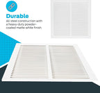 EZ-FLO 12 x 12 Inch (Duct Opening) Return Air Vent Cover for Wall or Ceiling, Solid Steel Return Air Grille, HVAC Vent Cover, White, 61627