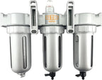 1/2" NPT MID FLOW 3 Stages Filter Coalescing Desiccant Dryer System For Compressed Air Lines, Poly Bowls, Great For Paint Spray And Plasma Cutter (MANUAL DRAIN)