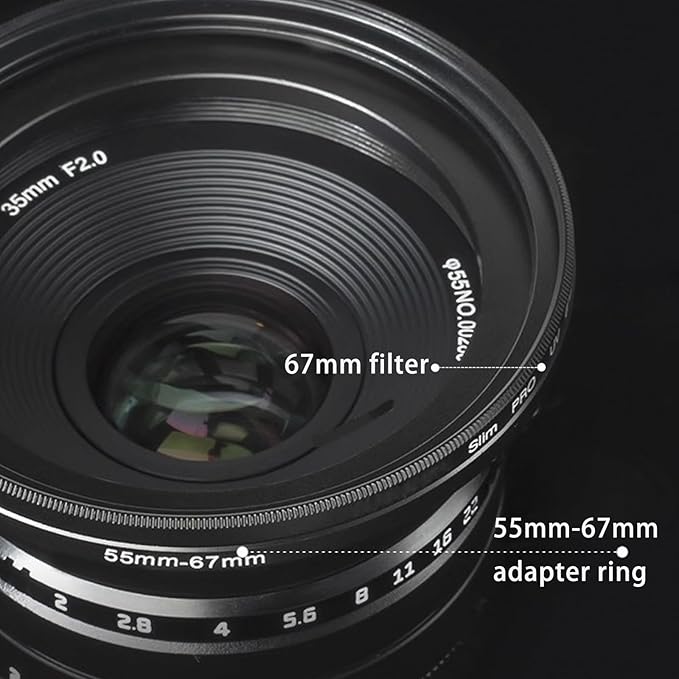 58mm Lens to 67mm Camera Lens Adapter 58mm to 67mm Step Up Ring Adapter Ring for All Brands of UV ND CPL, with Premium Lens Wiping Cloth 2 Pack (58mm-67mm)