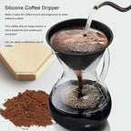 Silicone Coffee Dripper Collapsible Coffee Filter Foldable Portable Reusable Travel Camping Office Home Free Lightweight Easy Brew (Black)