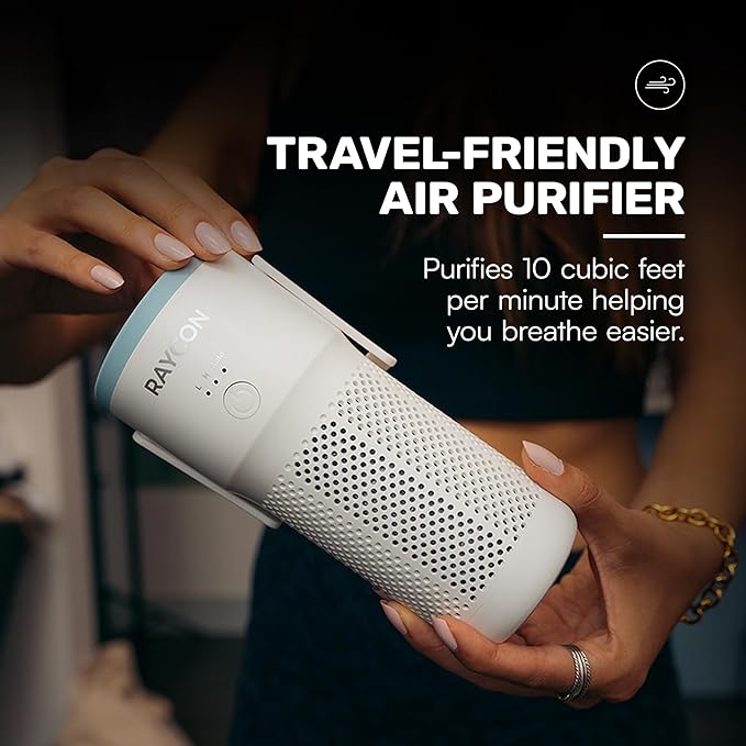Raycon Portable Air Purifier, H13 Replaceable Hepa Filter, Adjustable Speeds, 2-in-1 Fragrance Diffuser and Air Purifier, Living Essentials (White)