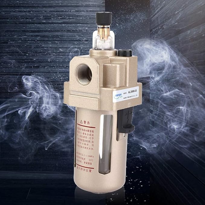 3/8" Compressed Air Line Filter, Air Compressor Drain Oil Mister Water Moisture Trap Separator AL3000-03