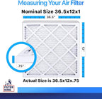 Filter King 36.5x12x1 Air Filter | 4-PACK | MERV 8 HVAC Pleated A/C Furnace Filters | MADE IN USA | Actual Size: 36.5 x 12 x .75"