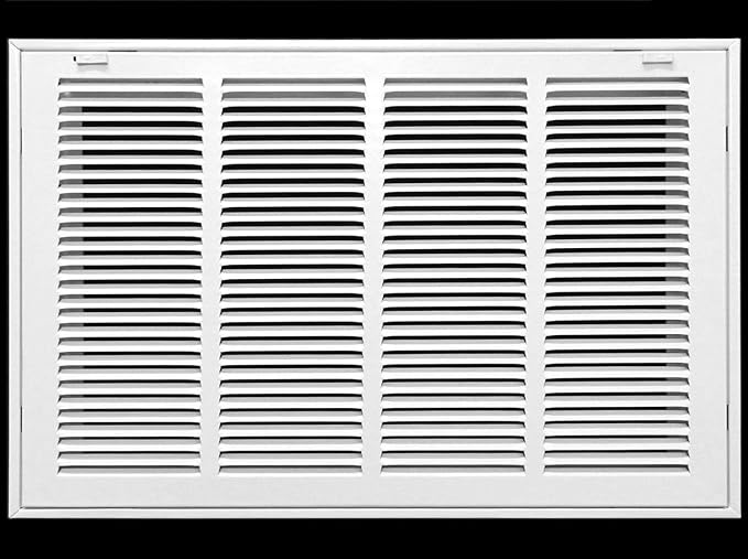 22" X 8" Steel Return Air Filter Grille for 1" Filter - Easy Plastic Tabs for Removable Face/Door - HVAC Duct Cover - Flat Stamped Face -White [Outer Dimensions: 23.75w X 9.75h]